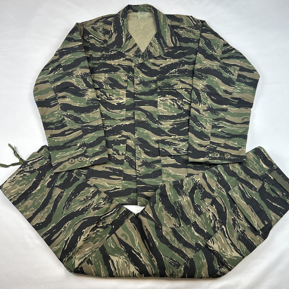 VTG NOS Tru-Spec Tiger Stripe Camo Uniform Set Coat Pants Sz Medium Reg Military